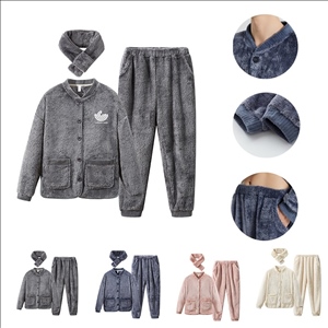 Winter Soft Coral Velvet Pajamas Couple